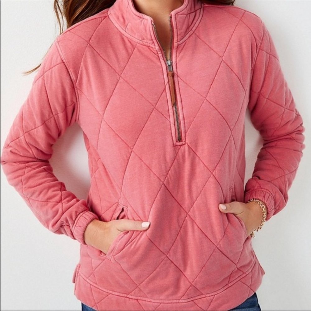 Maurices Pullover Quilted Pink 1/4 Zip Sweatshirt